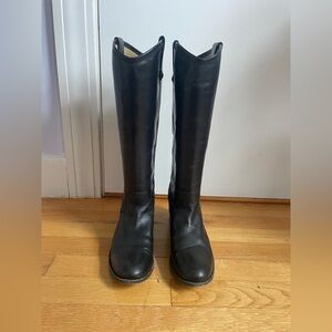Frye Melissa Lug Button Tall Boots, Black Size 7.5
